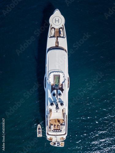 bird's eye drone view of luxury yacht in the sea © anilelci