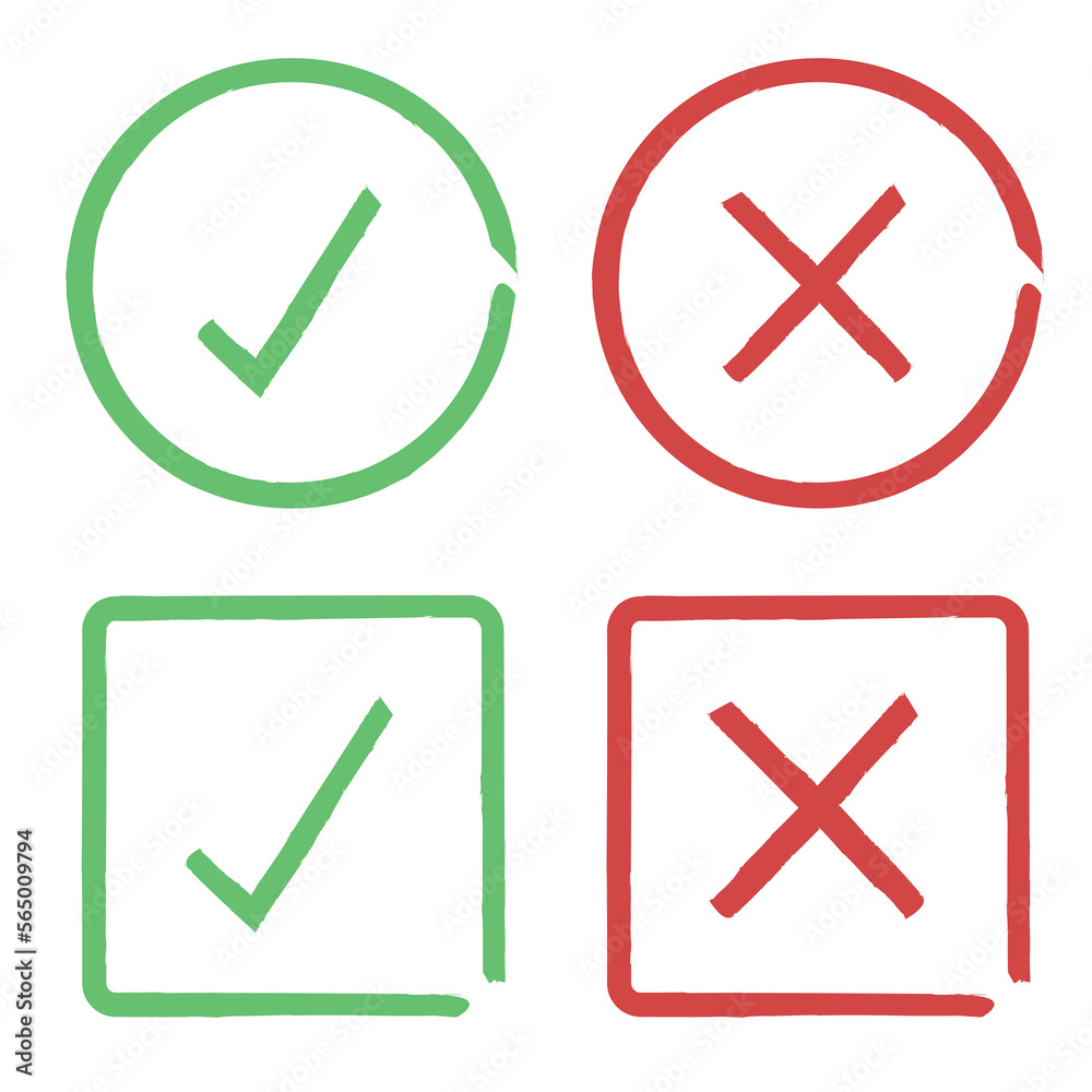 Paint Brush Stroke Check Marks And Crosses Paint Brush Stroke Check Marks And Crosses