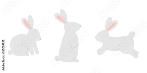 Set of cute rabbits. Template for baby design  Easter card  Mother s day or Valentine s day.