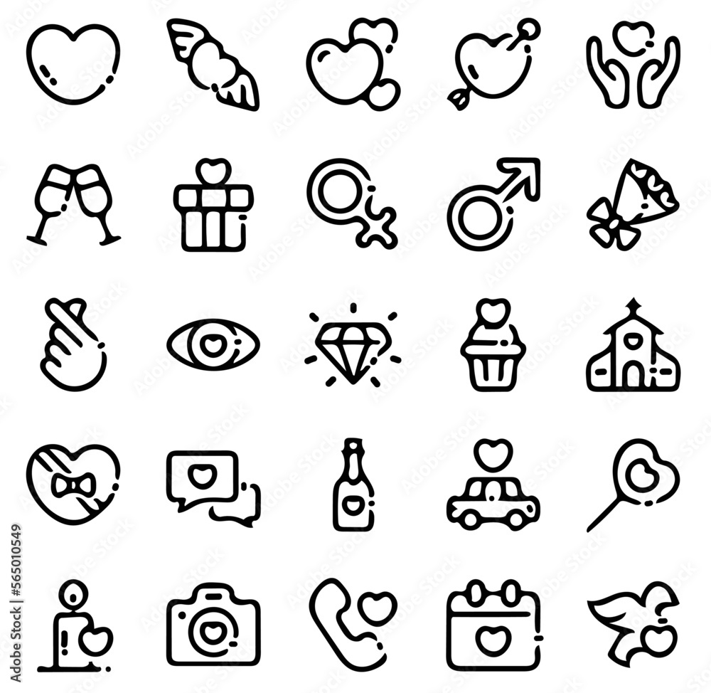 vector illustration, valentine icon set, chocolate icon pack, give icon pack, line icon