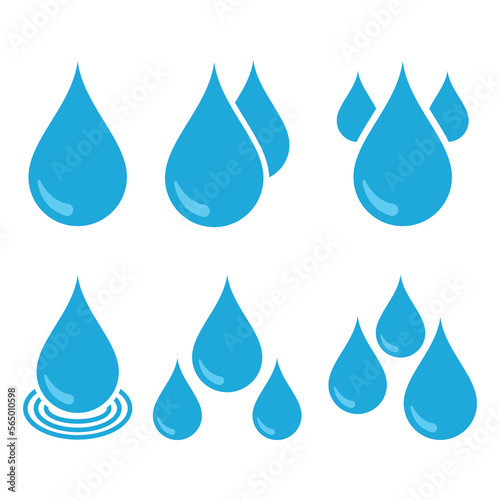 Set Of Six Different Style Water Droplets