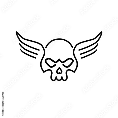 line skull with wings logo