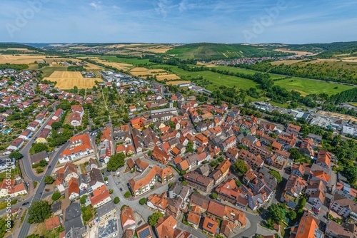 Die Stadt Lauda im Taubertal im Luftbild photo