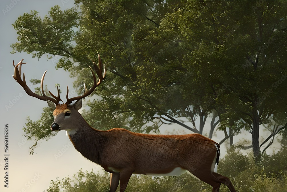 deer in the forest. Generate AI. deer in the forest. Generate AI.