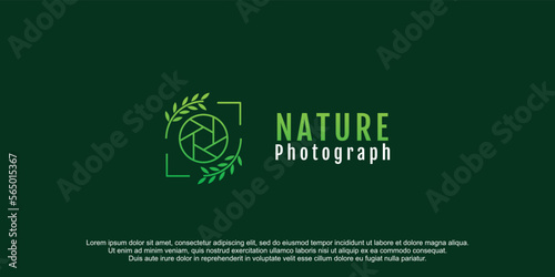Photograph logo with nature concept design icon illustration