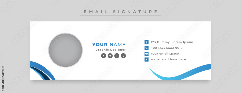 Minimal style email signature card template design or email footer