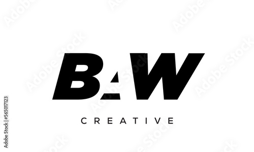 BAW letters negative space logo design. creative typography monogram vector