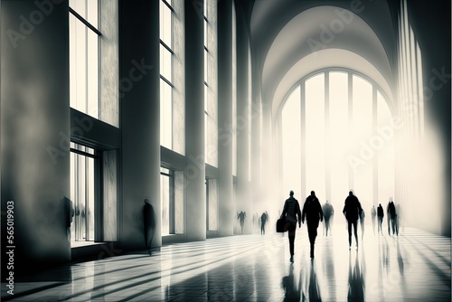 silhouette of people in a hall, ai generated