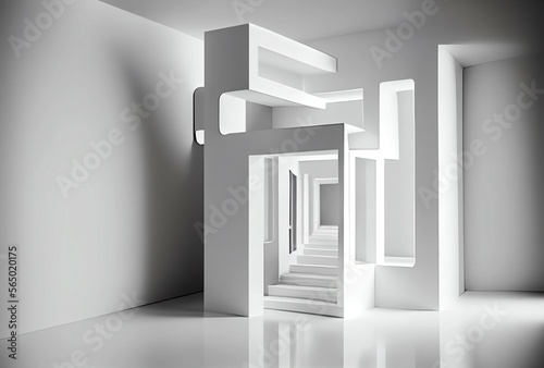 Modern architecture  white clean architectonic. Futuristic ideas of building. concept of future architecture 3d.