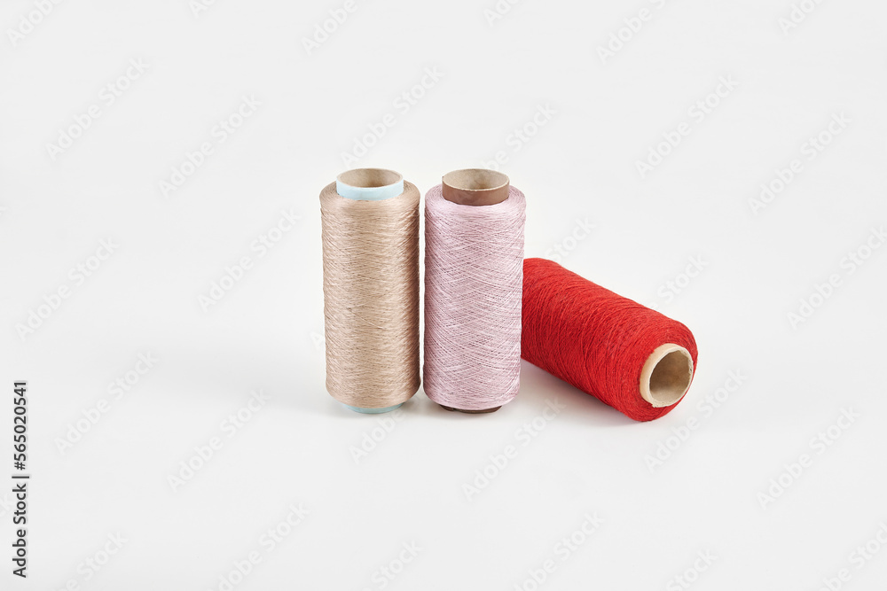 Yarn rope and fabric white background isolated style. Yarn rope and fabric white background isolated style.