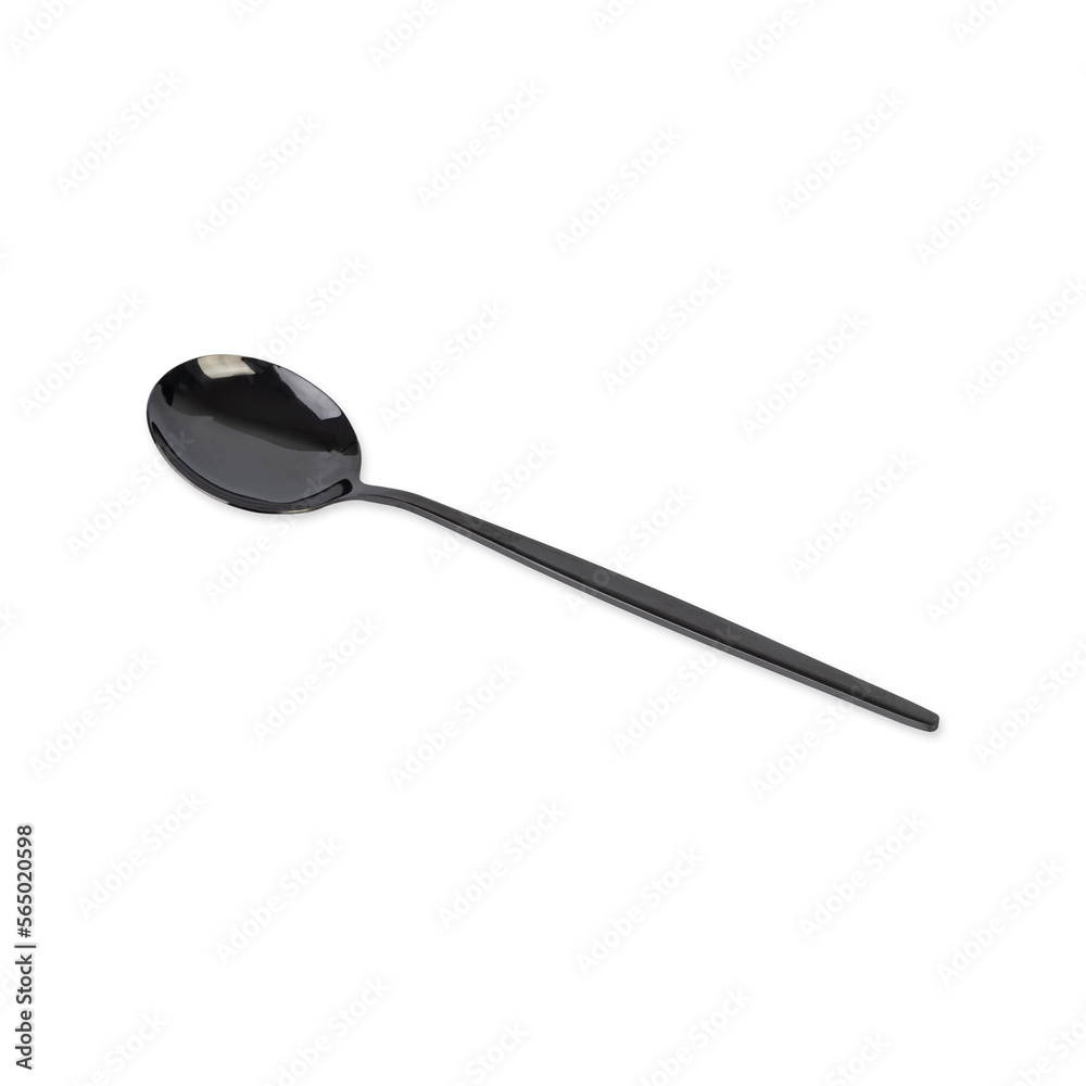 Black metal spoon isolated over white background Black metal spoon isolated over white background