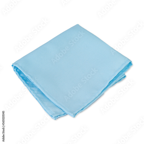 Folded light blue tissue napkin isolated over white background