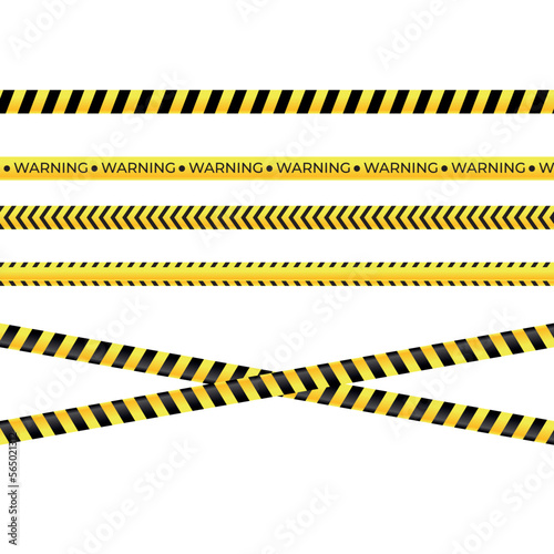 yellow color warning stripes vector. restrictive tapes with black stripes in flat style