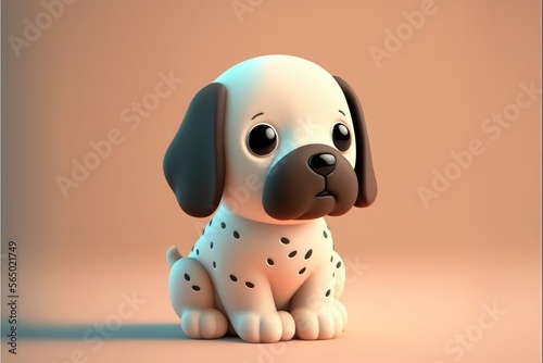 3D of cute puppy illustration isolated on pastel background. Generative AI.