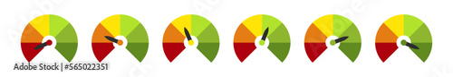 Free Download Set of measuring speedometer with emotions. Risk concept on a speedometer. Vector flat - GFXLoad