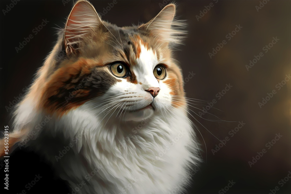 portrait of a, adult cat with plain isolated background generative ai illustration for reprint portrait of a, adult cat with plain isolated background generative ai illustration for reprint
