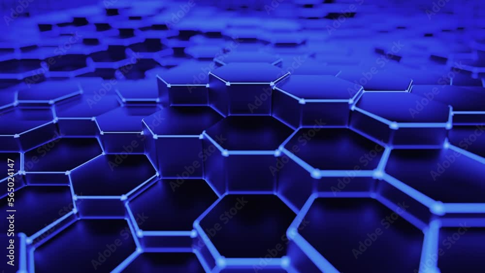 Futuristic Hexagon background. 3d render. Abstract blue Hexagonal pattern. Random motion. Seamless loop Futuristic Hexagon background. 3d render. Abstract blue Hexagonal pattern. Random motion. Seamless loop