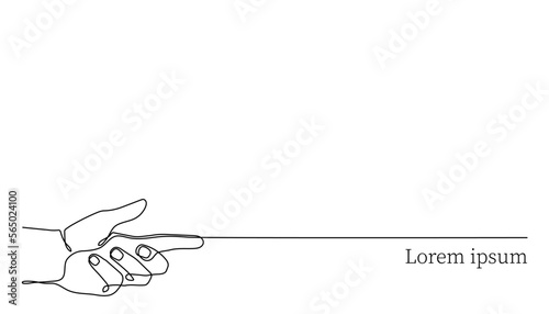 Finger pointing at text or information one line art,continuous contour,trendy template for web design,social media, presentation.Underline,emphasize important facts or text in article.Editable