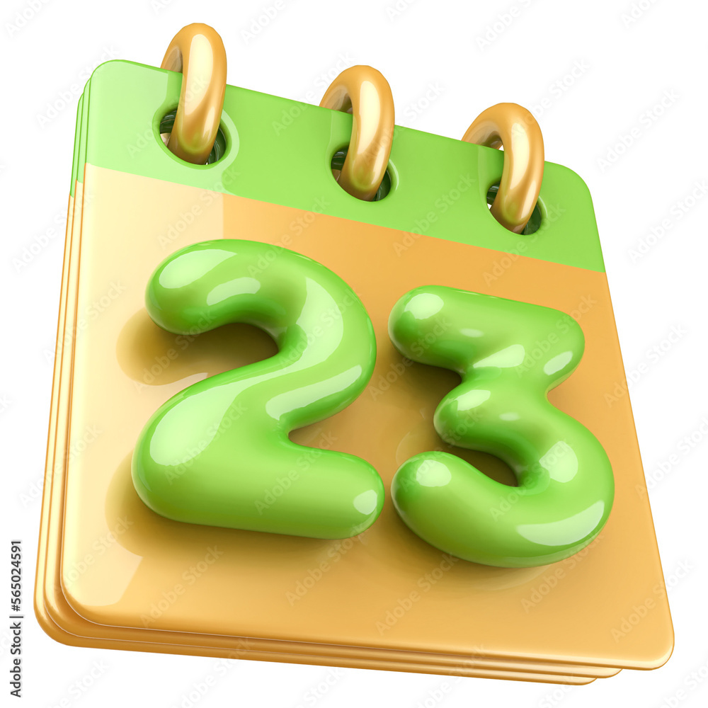 23th Day Of Month 3D Calendar Icon with generative AI 23th Day Of Month 3D Calendar Icon with generative AI
