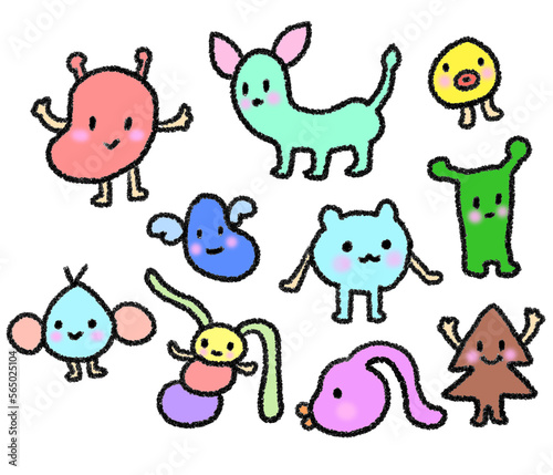 Collection of hand drawing cute characters                                             