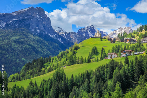 Obraz na płótnie Dolomites italian alpine village of Colle Santa Lucia near Cortina and Giau Pass w salonie