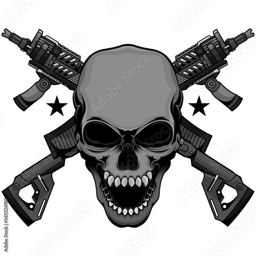 skull heads and machine guns