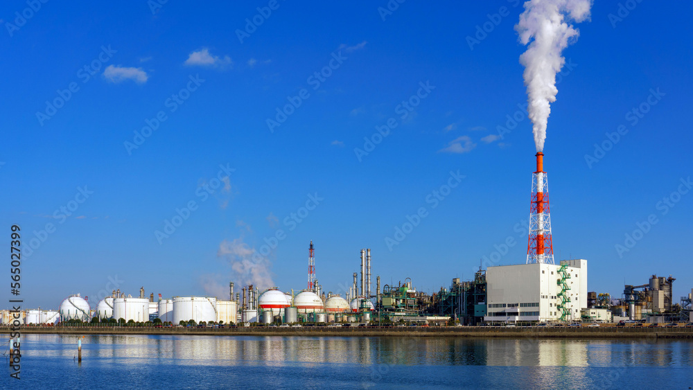 The petrochemical complex at Yokkaichi Port at daytime. The petrochemical complex at Yokkaichi Port at daytime.