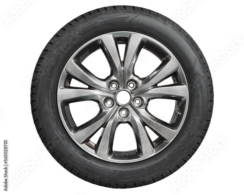 Car tire with alurim on free On isolated transparent PNG background.