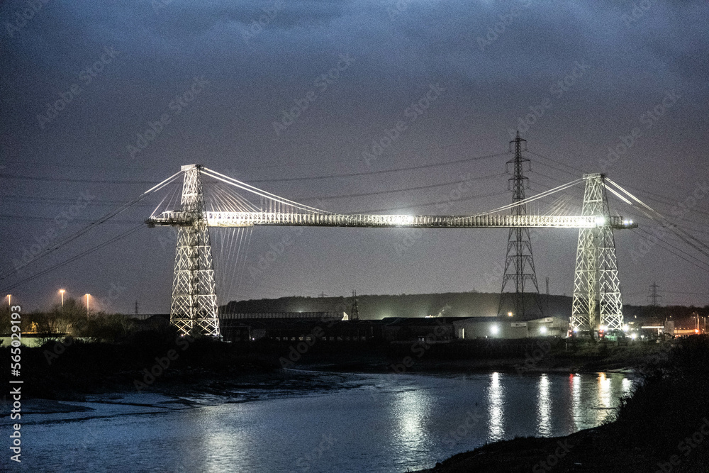 Transporter Bridge, Newport, Wales at night