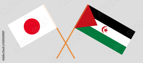 Crossed flags of Japan and Western Sahara. Official colors. Correct proportion