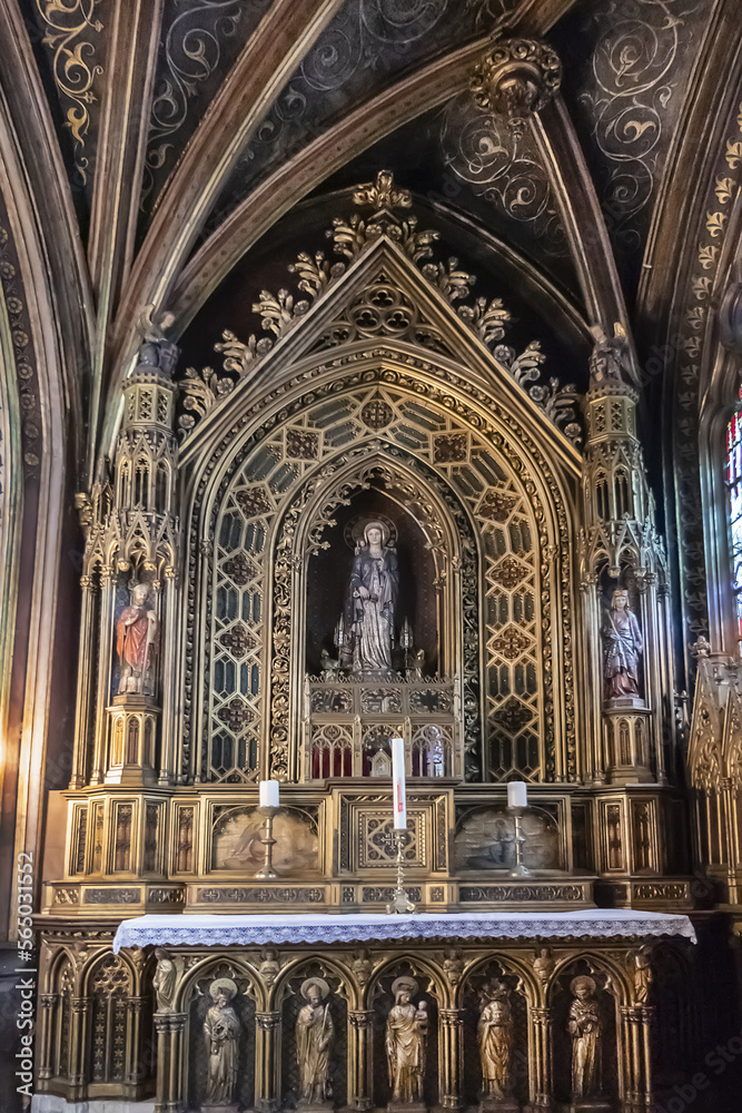 Interior of Church of Saint-Etienne-du-Mont (1624) in the Paris 5th arrondissement. Paris. France. AUGUST 25, 2021.