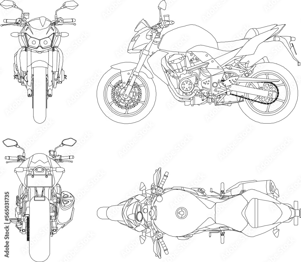 Vector illustration sketch of a big motorbike for adventure