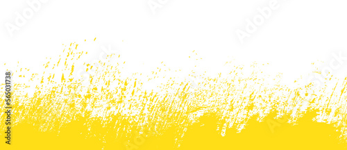 Yellow brush stroke background. Yellow ink splash on backdrop. Brush background for wallpaper, paint splatter template, dirt banner, watercolor design, dirty texture. Trendy brush background, vector