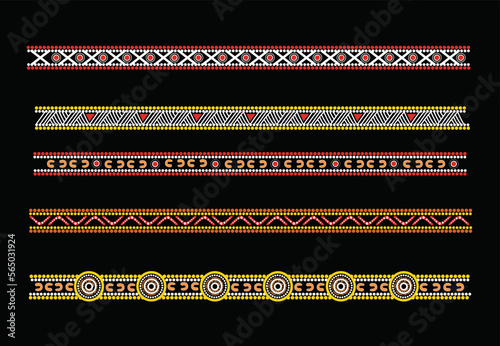 Set of aboriginal dot art border design