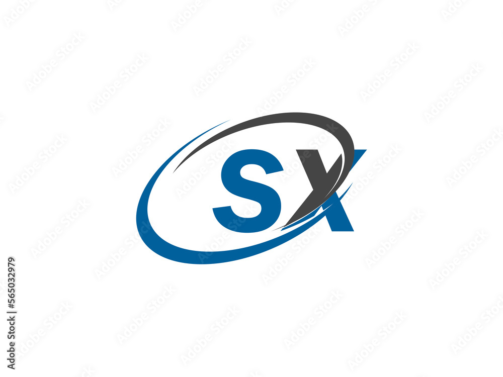 SX letter creative modern elegant swoosh logo design