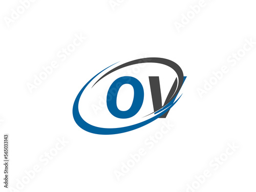 OV letter creative modern elegant swoosh logo design