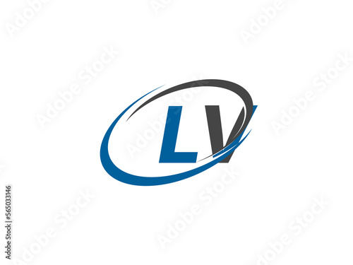 LV letter creative modern elegant swoosh logo design