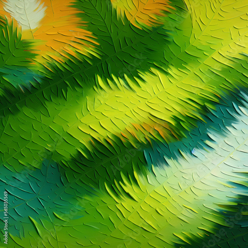 abstract impasto style textured colorful green and orange background for design photo