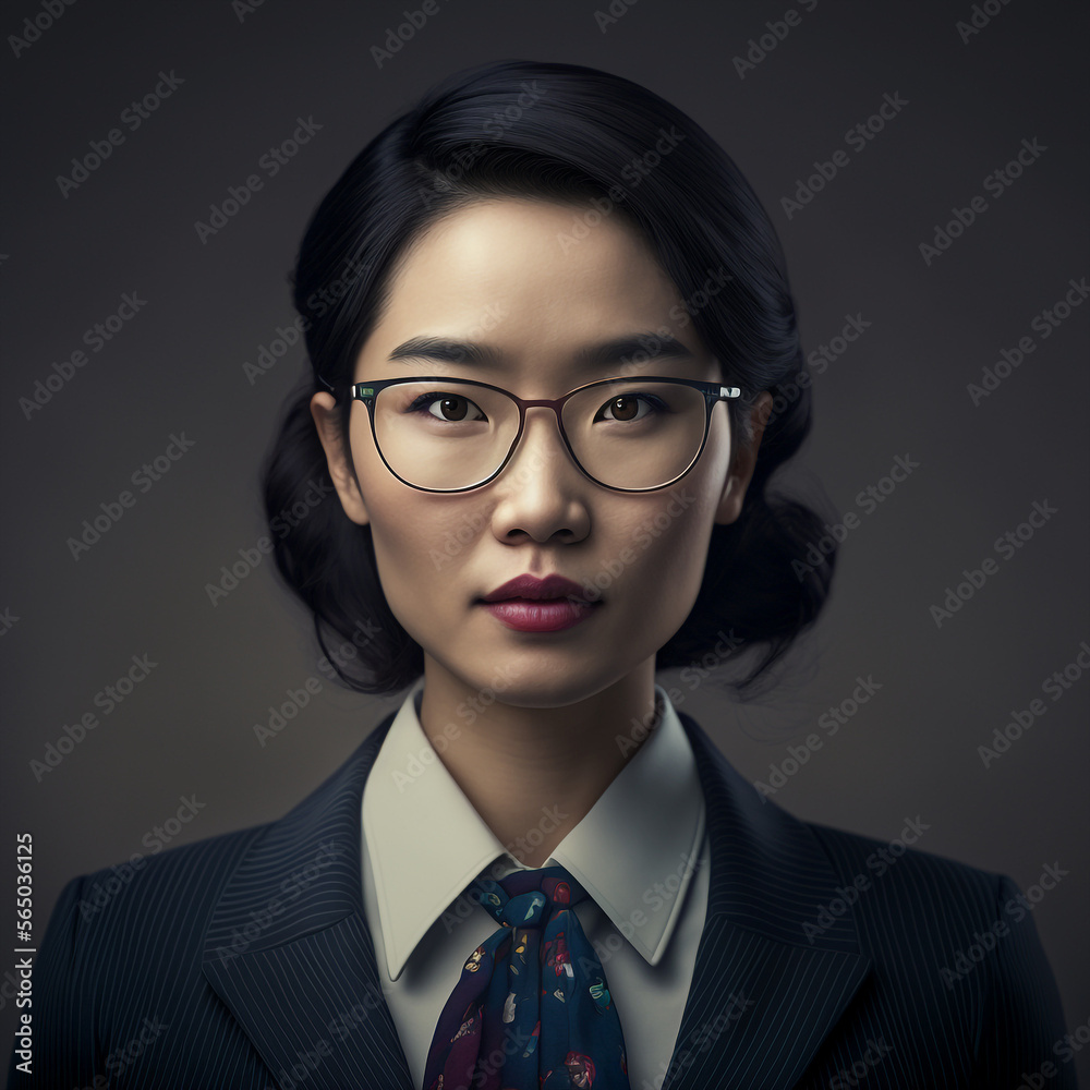 Generative ai asiatic young businesswoman posing isolated background