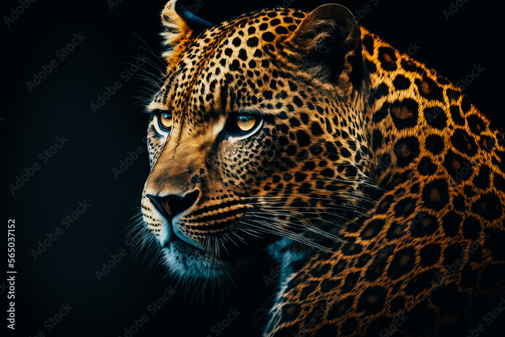 Fototapeta premium image of a majestic leopard, captured in its natural habitat