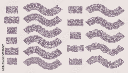 Set Of Floral Trim Lace. Lace Ribbon for Decorating. 