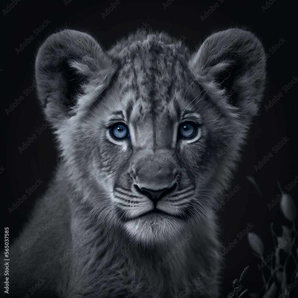 Obraz premium portrait of a baby tiger, generative AI