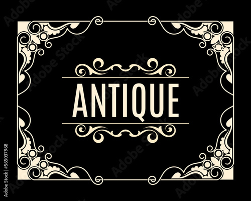 Antique Typography With Ornamental Border Frame
