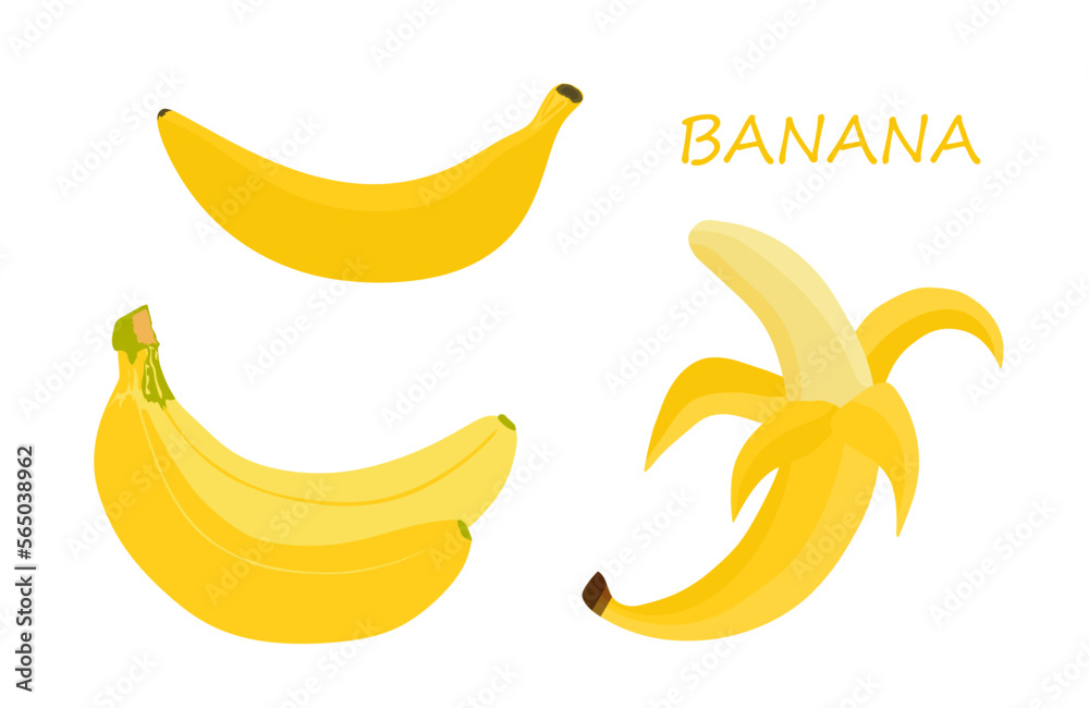 Bananas vector set in flat style isolated on white background. Banana fruit illustration. vector eps10