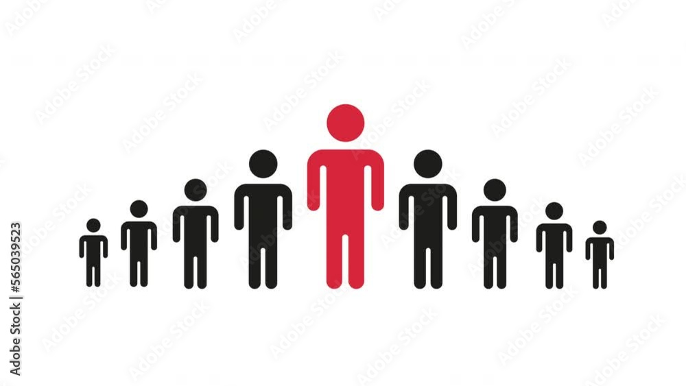 Crowd of people in black and red colors animation. Group of people in pictogram shape.4K motion animation. Crowd of people in black and red colors animation. Group of people in pictogram shape.4K motion animation.