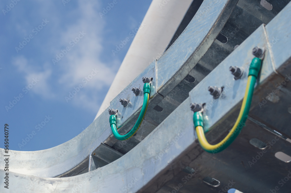 Electrical Wire way and Cable Ladder install at outdoor Area.Ground