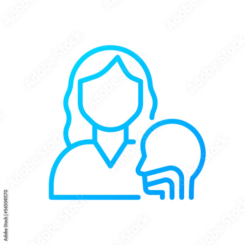 Otorhinolaryngology pixel perfect gradient linear vector icon. Throat and nose diseases. Examination, treatment. Thin line color symbol. Modern style pictogram. Vector isolated outline drawing