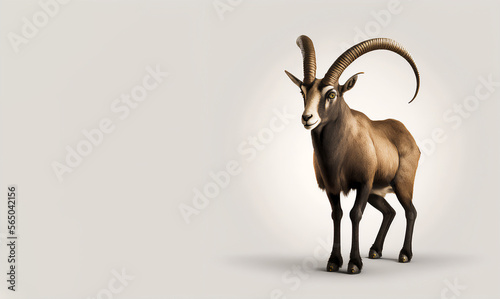 Pyrenean Ibex mountain goat extinct species isolate on white background generative ai digital illustration photo