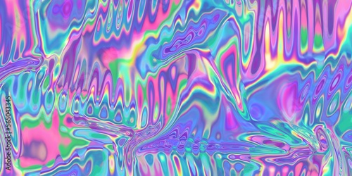 Bright holographic background. Iridescent color hologram. Liquid hologram. 3D render. © NKmotion