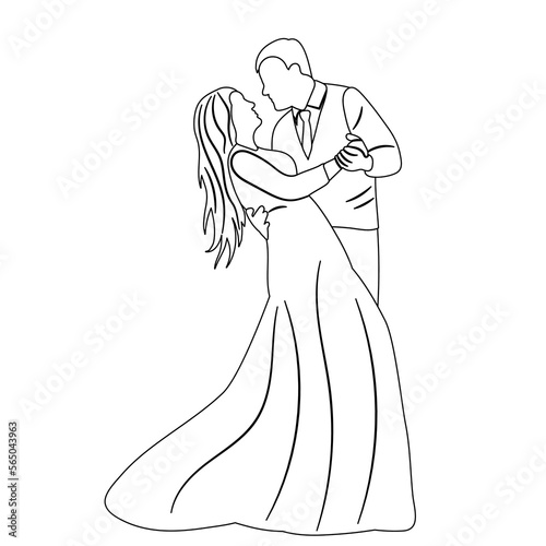 sketch of bride and groom isolated vector